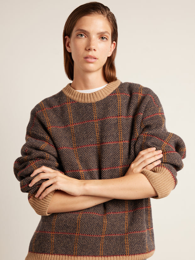 Tolentino Archive Check Sweater (Beige) Women's Detail