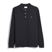 Blanes Organic Cotton Long Sleeve Polo Shirt In Black