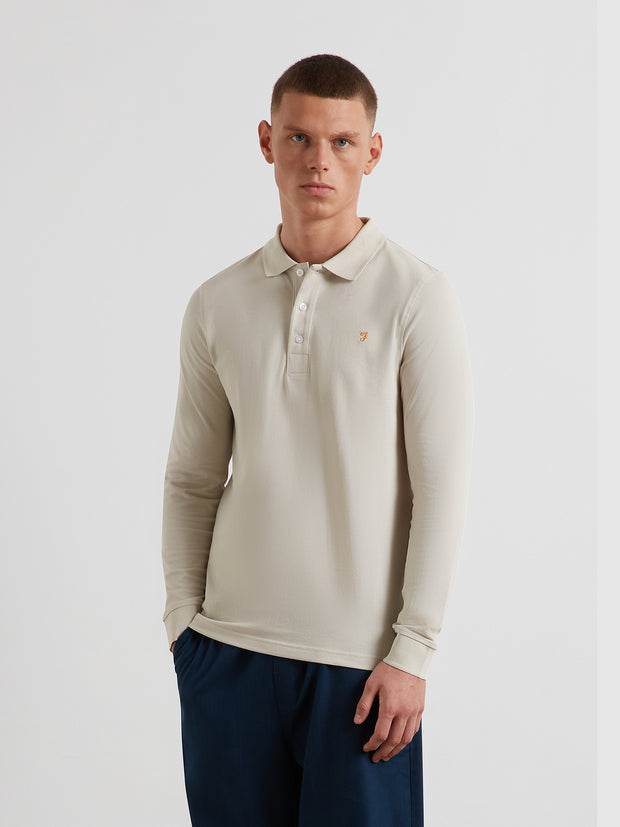 Blanes Long Sleeve Polo Shirt (White Smoke) Front