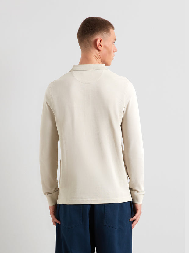 Blanes Long Sleeve Polo Shirt (White Smoke) Back