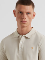 Blanes Long Sleeve Polo Shirt (White Smoke) Detail