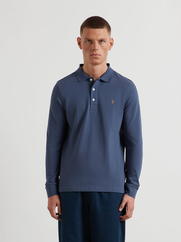 Blanes Long Sleeve Polo Shirt (River Bed) Front