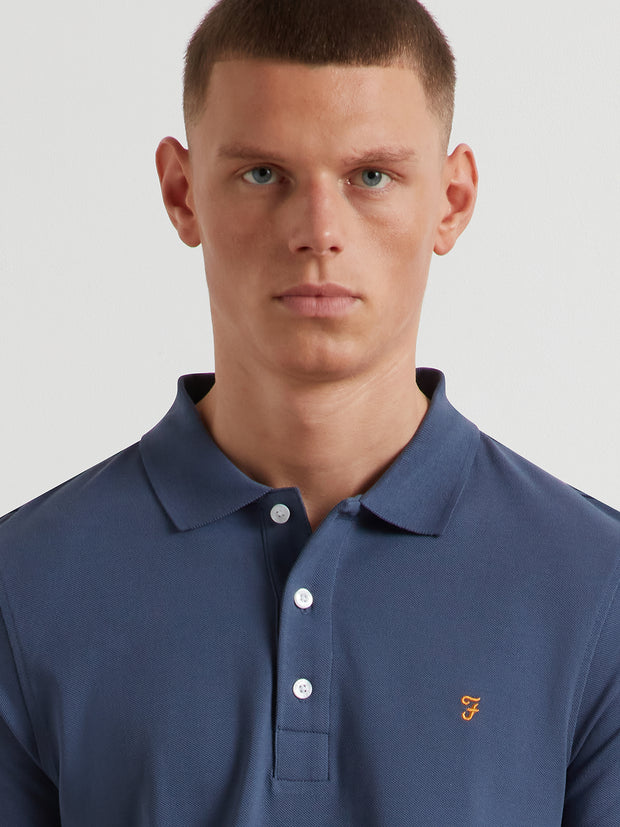 Blanes Long Sleeve Polo Shirt (River Bed) Detail