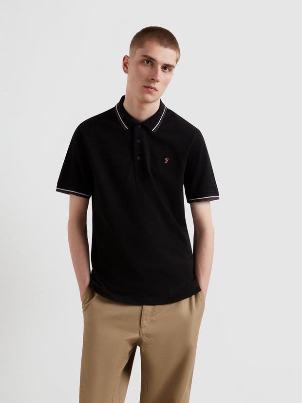 Elton Tipped Polo Shirt (Black) Front