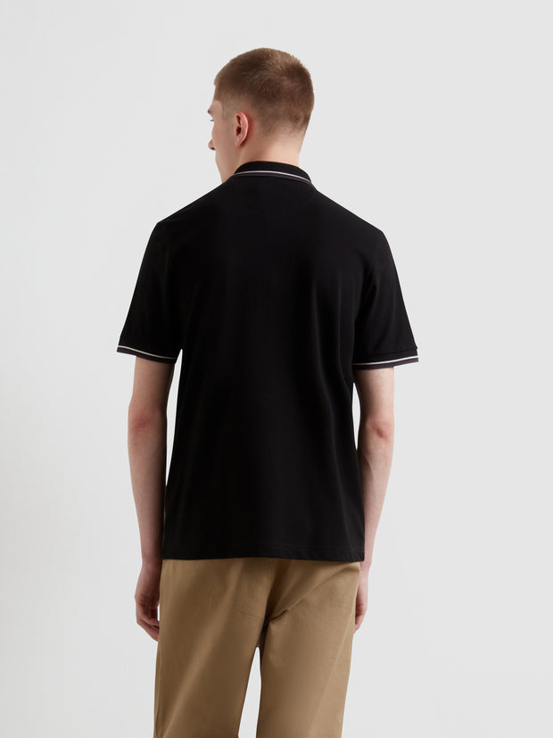 Elton Tipped Polo Shirt (Black) Back