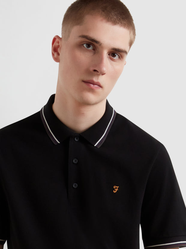 Elton Tipped Polo Shirt (Black) Detail