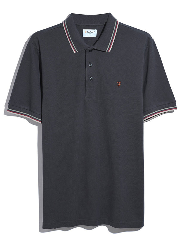 Elton Tipped Polo Shirt (Submarine Grey) Flat