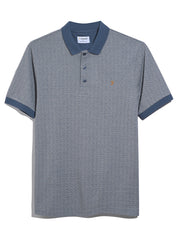 Sefton Jacquard Polo Shirt (River Bed) Flat