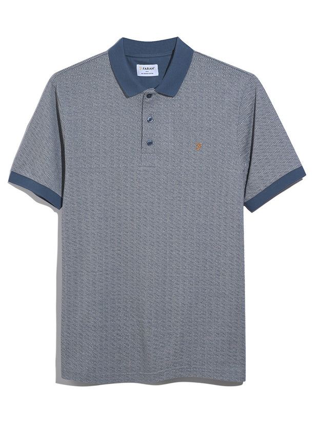 Sefton Jacquard Polo Shirt (River Bed) Flat