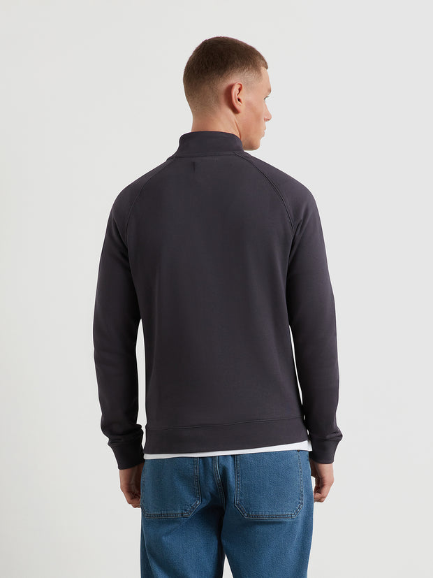 Jim Organic Cotton Quarter Zip Sweatshirt (Submarine Grey) Back