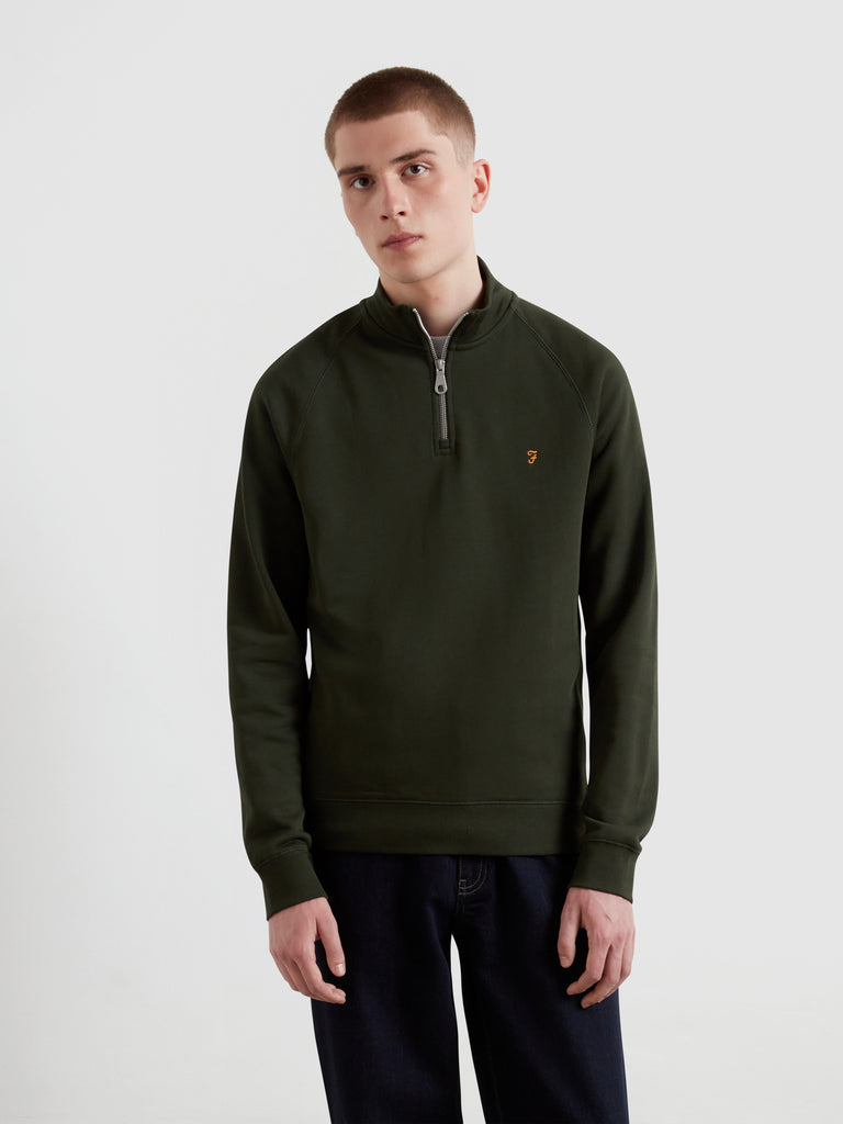 Jim Organic Cotton Quarter Zip Sweatshirt Evergreen