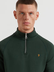 Jim Organic Cotton Quarter Zip Sweatshirt (Poplar Green) Detail