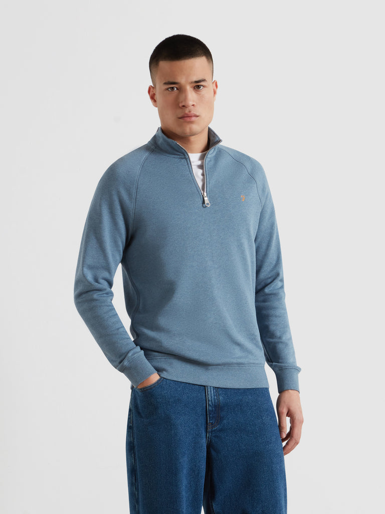 Jim Organic Cotton Quarter Zip Sweatshirt Tide Marl