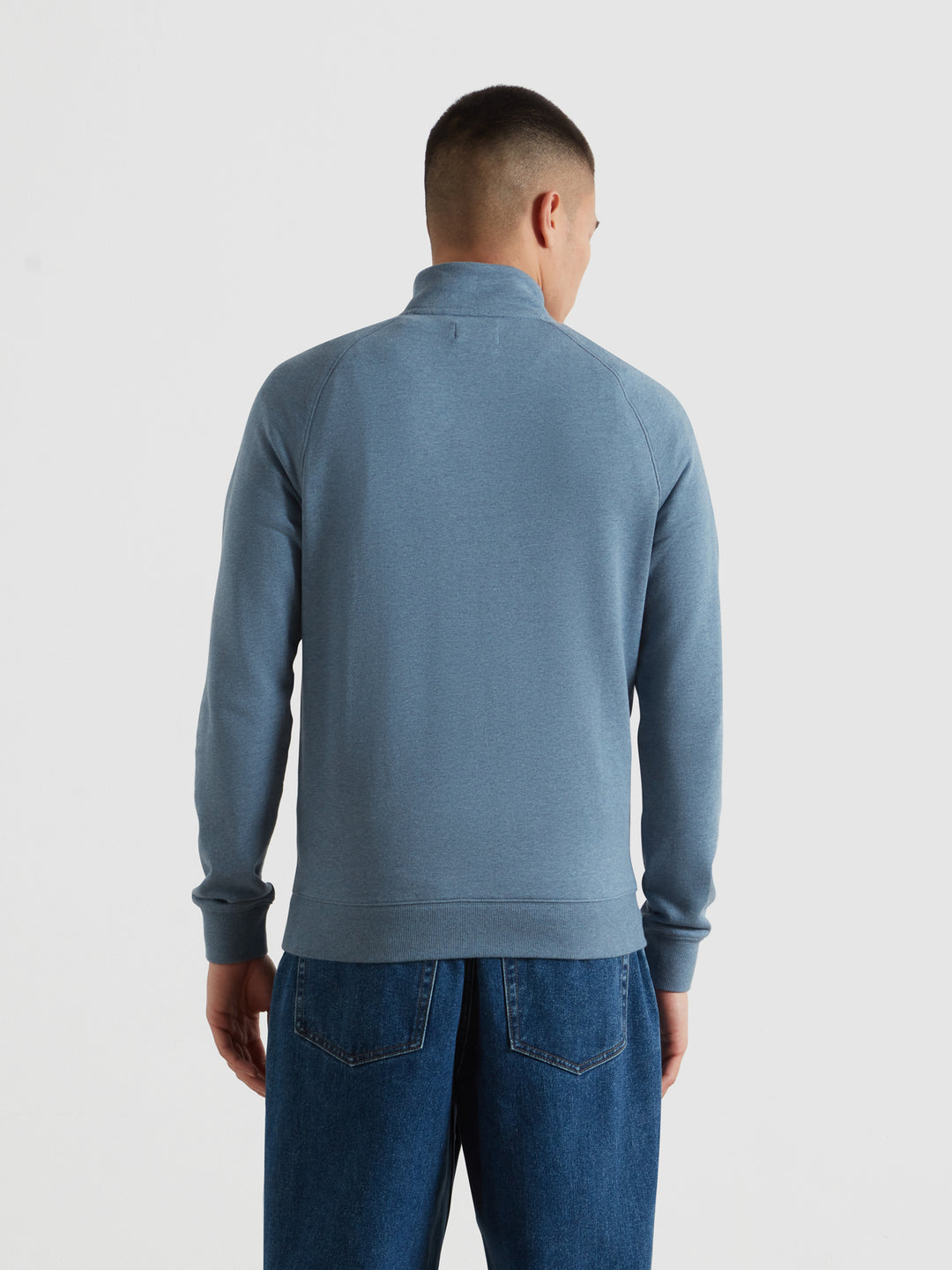 Jim Organic Cotton Quarter Zip Sweatshirt In Blue | Farah® Online