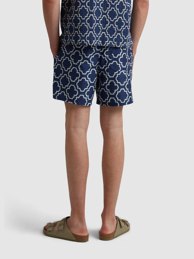 Colbert Medieval Print Swim Shorts In Sigil Blue
