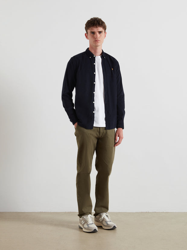 Fontella Slim Fit Corduroy Shirt (True Navy) Styled