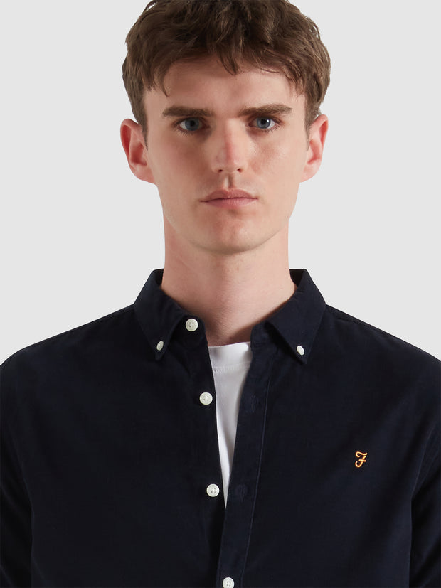Fontella Slim Fit Corduroy Shirt (True Navy) Detail