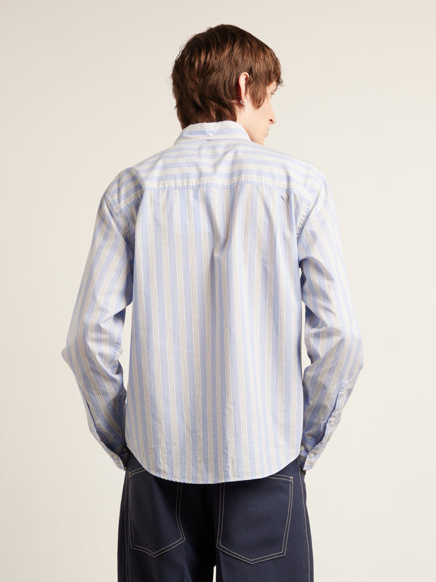 Haskins Archive Stripe Shirt (Sky Blue) Men's Back