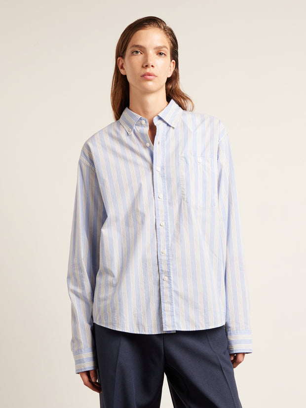 Haskins Archive Stripe Shirt (Sky Blue) Women's Front