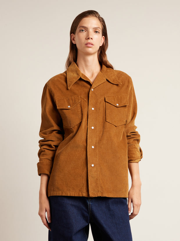 Montwood Archive Cord Overshirt (Rich Tobacco) Women's Front