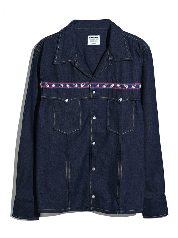 Isidro Archive Denim Shirt (Mid Denim) Flat