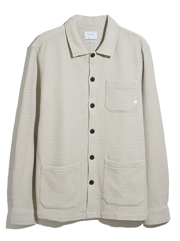 Castlefield Waffle Overshirt (White Smoke) Flat