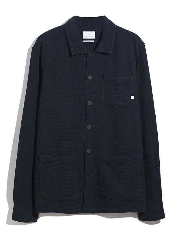 Castlefield Waffle Overshirt (True Navy) Flat