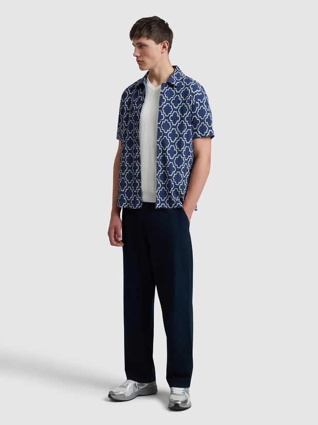 Astral Short Sleeve Medieval Print Shirt In Sigil Blue