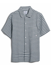 Kegan Short Sleeve Check Shirt In True Navy