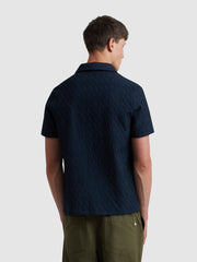 Finn Short Sleeve Textured Shirt In True Navy