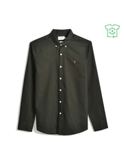 Brewer Slim Fit Organic Cotton Oxford Shirt In Evergreen