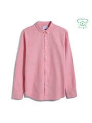 Brewer Slim Fit Organic Cotton Long Sleeve Shirt In Coral Pink