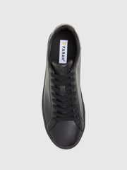 Rigby Cupsole Leather Trainer In Jet Black