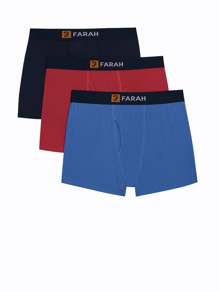 3 Pack Keyhole Bamboo Trunks Navy Blue Red