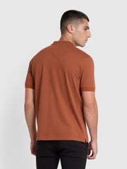 Volo Organic Cotton Textured Polo Shirt In Teak