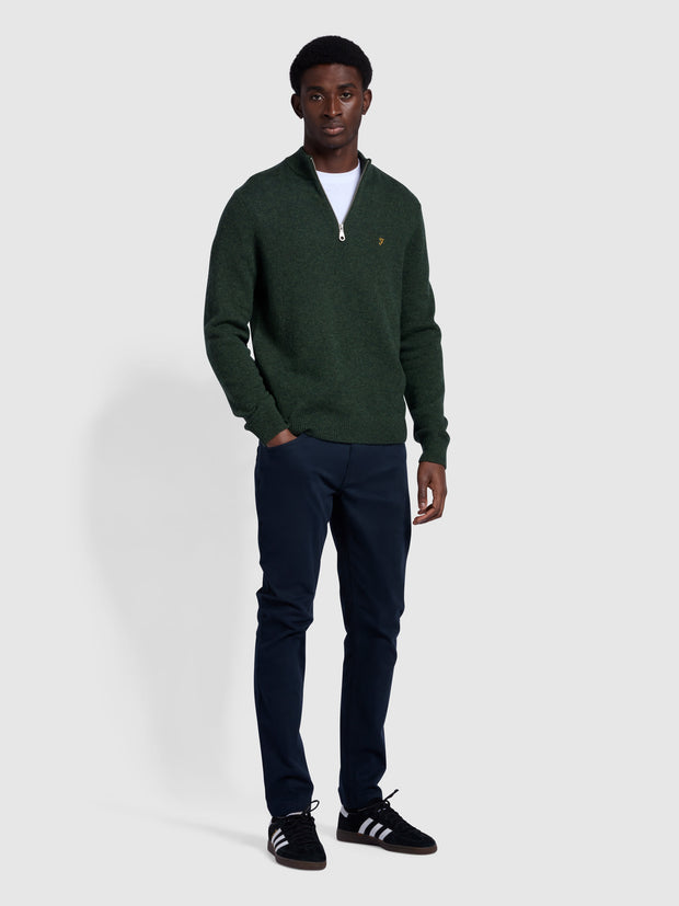 Birchall Slim Fit Quarter Zip Sweater In Evergreen
