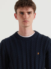 Knight Cable Knit Sweater (True Navy) Detail