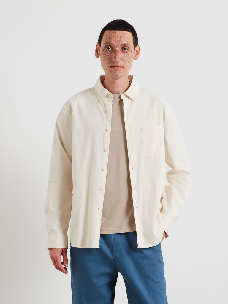 Netherton Bedford Cord Shirt In Ecru