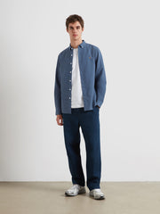 Brewer Slim Fit Organic Cotton Oxford Shirt (River Bed) Styled