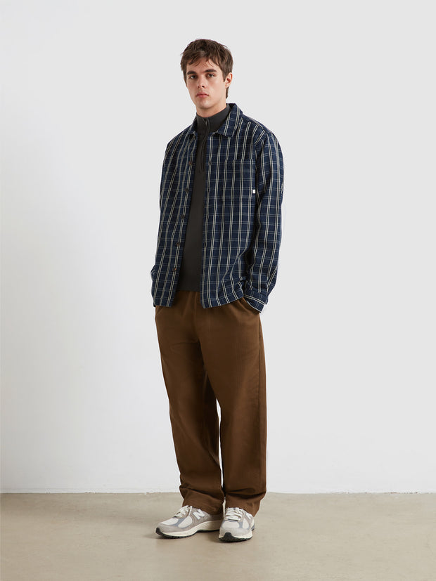 Wallasey Check Overshirt (True Navy) Styled