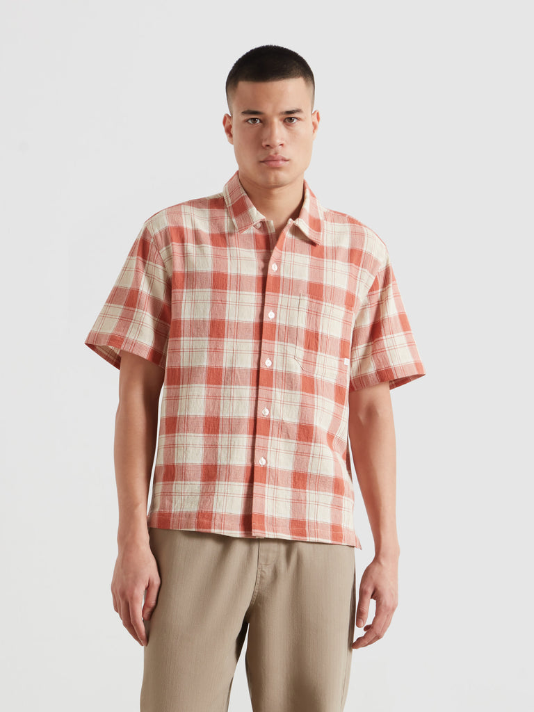 Alden Box Fit Check Short Sleeve Shirt Dusty
