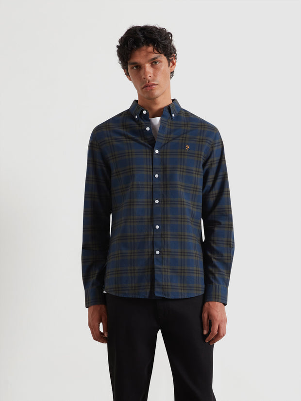 Brewer Check Oxford Shirt (Evergreen) Front
