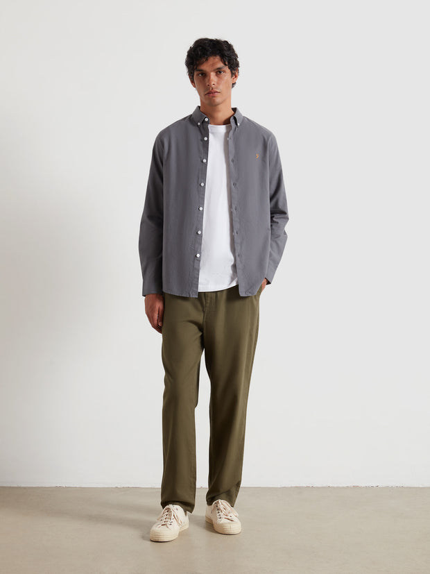 Hawtin Relaxed Tapered Fit Full Length Trousers (Olive Green) Styled