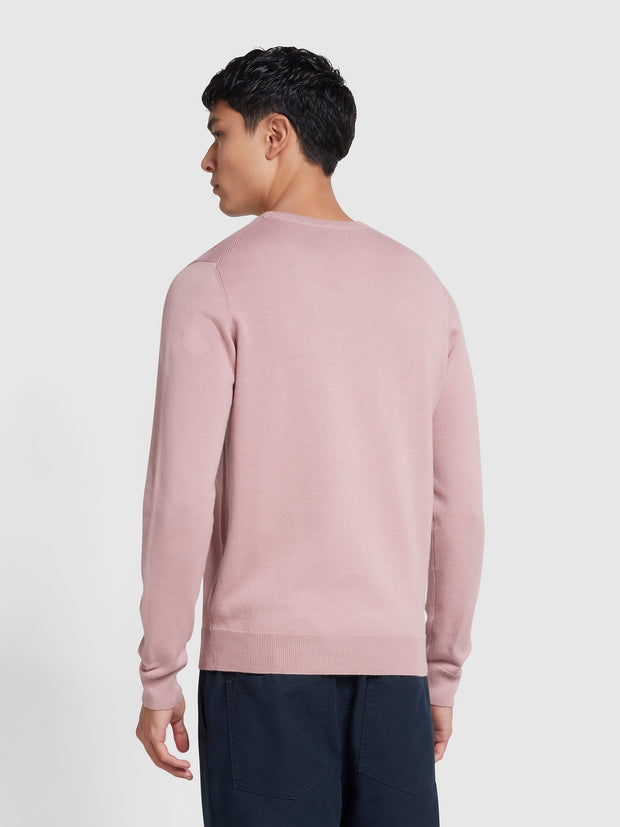 Mullen Cotton Crew Neck Sweater In Dark Pink