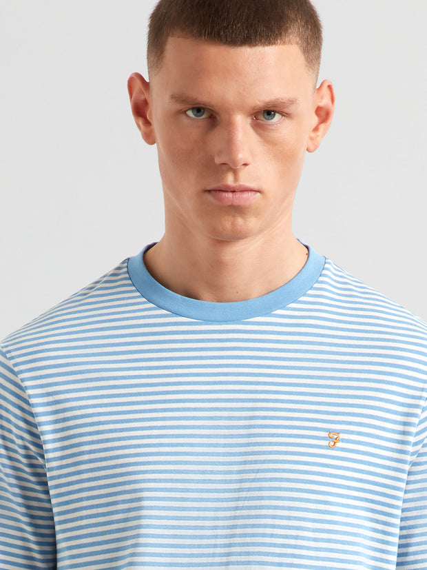 Rushden Striped T-Shirt (Reef Blue) Detail