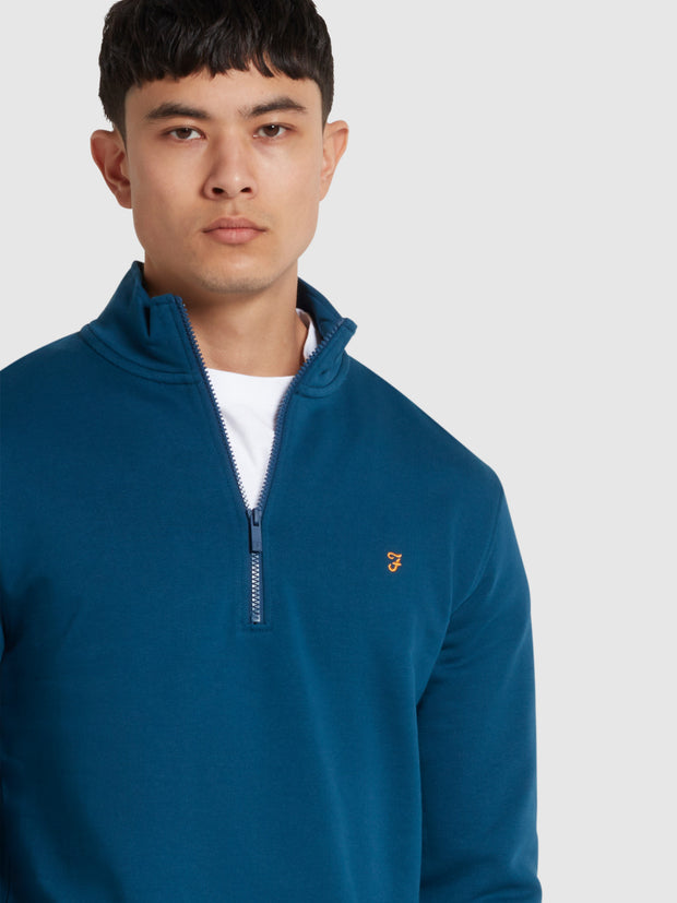 Kelly Quarter Zip Sweatshirt (Sailor Blue) Detail