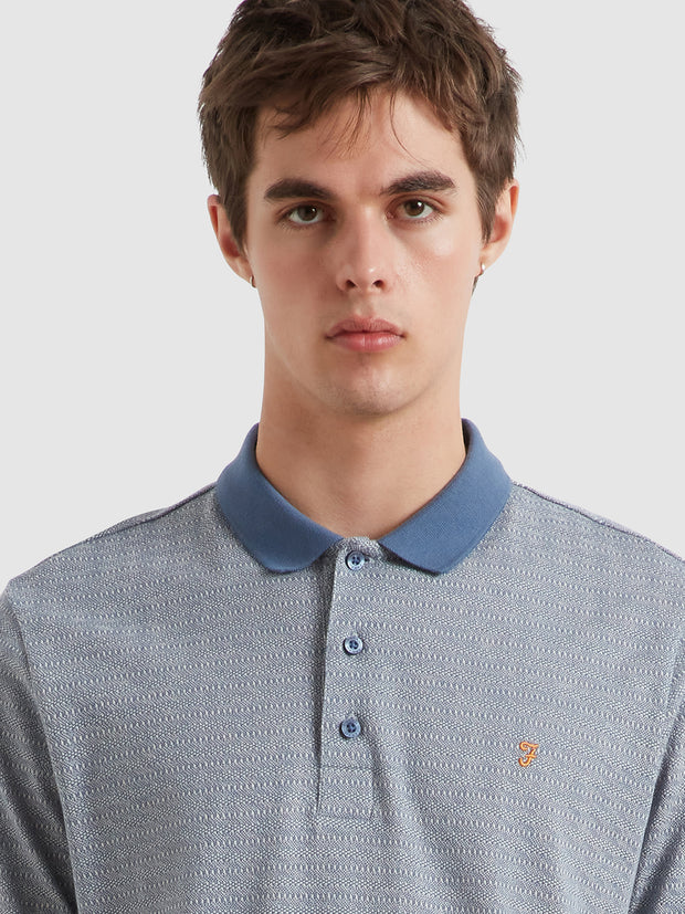 Sefton Jacquard Polo Shirt (River Bed) Detail