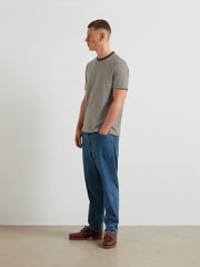 Rushden Striped T-Shirt (Dark Olive) Styled