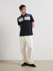 Swanside Panel Polo Shirt (True Navy) Styled