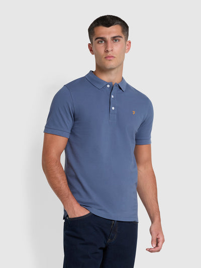 Blanes Slim Fit Organic Cotton Polo Shirt In River Bed